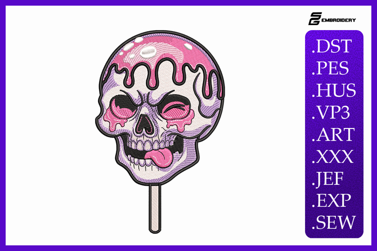 Skull Pop Embroidery Designs For Machine