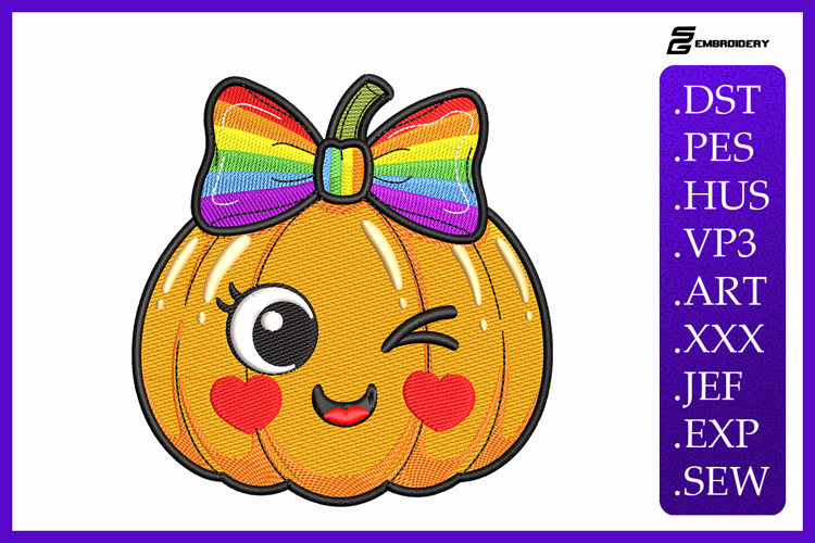 Rainbow Pumpkin Embroidery Designs For Machine