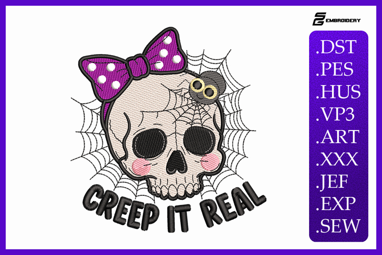Creep It Real Skull Embroidery Designs For Machine
