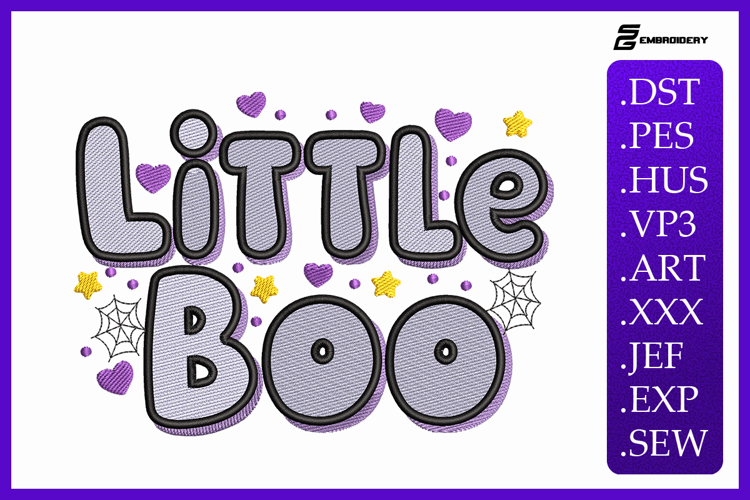 Little Boo Halloween Quote Embroidery Designs For Machine