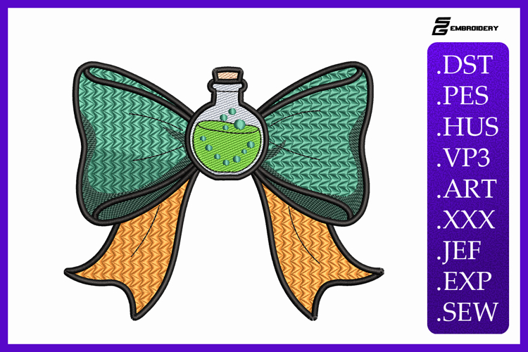 Potion Bottle Bow Machine Embroidery Design