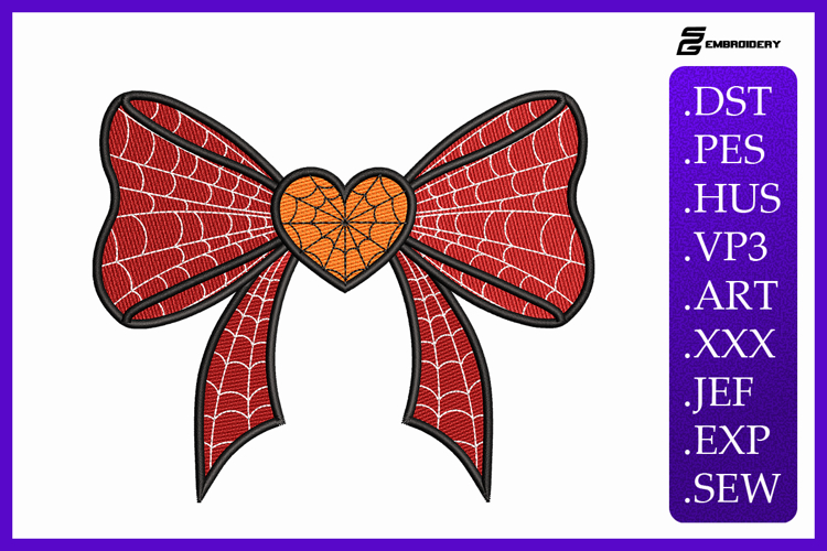 Spiderweb Heart Bow Machine Embroidery Design