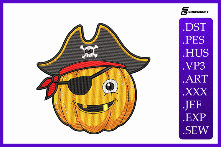 Pirate Pumpkin Embroidery Designs For Machine