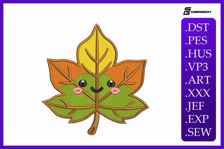 Kawaii Maple Leaf Embroidery Designs For Machine