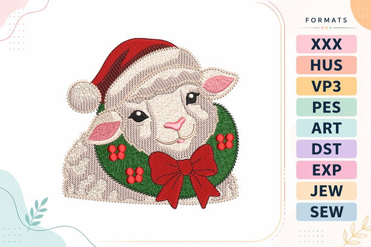 Christmas Lamb Embroidery Design For Machine example image 1