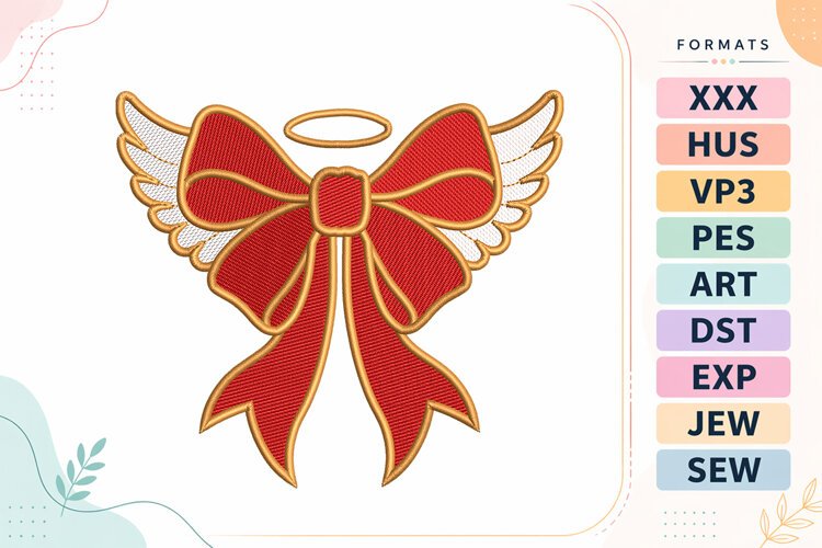 Christmas Angel Bow Embroidery Designs For Machine example image 1
