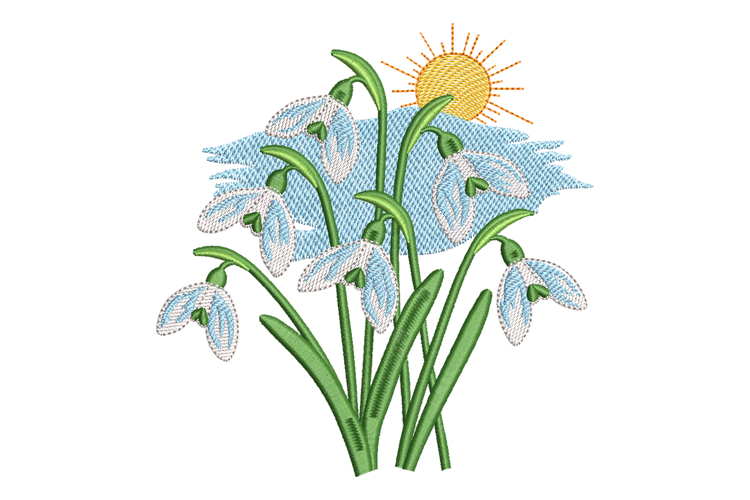 Sun and Snowdrops Embroidery Designs For Machine