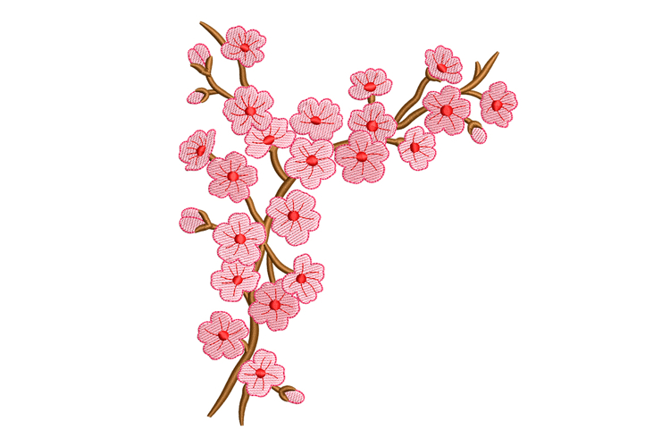 Blooming Sakura Branch Embroidery Designs For Machine