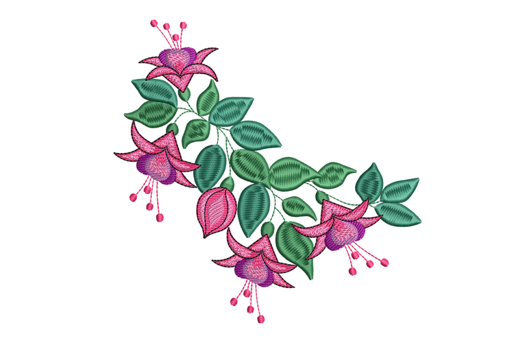 Fuchsia Flowers Delight Embroidery Designs For Machine
