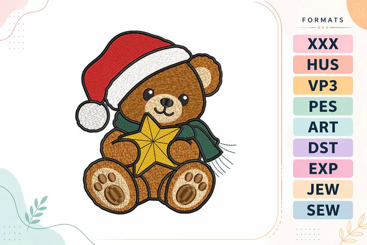 Christmas Teddy Bear Machine Embroidery Design