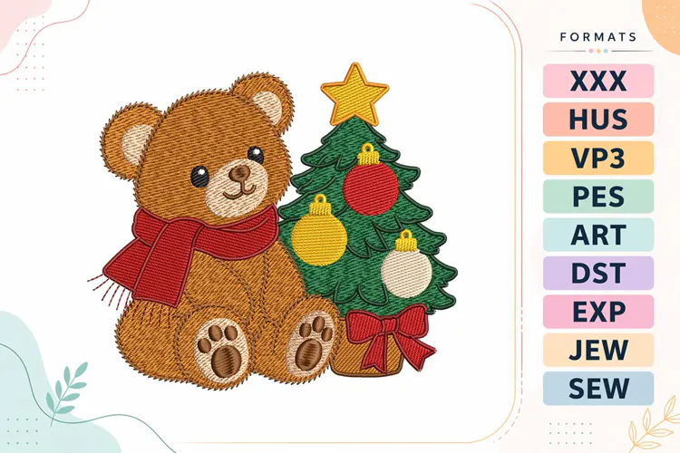 Christmas Teddy Bear Machine Embroidery Designs