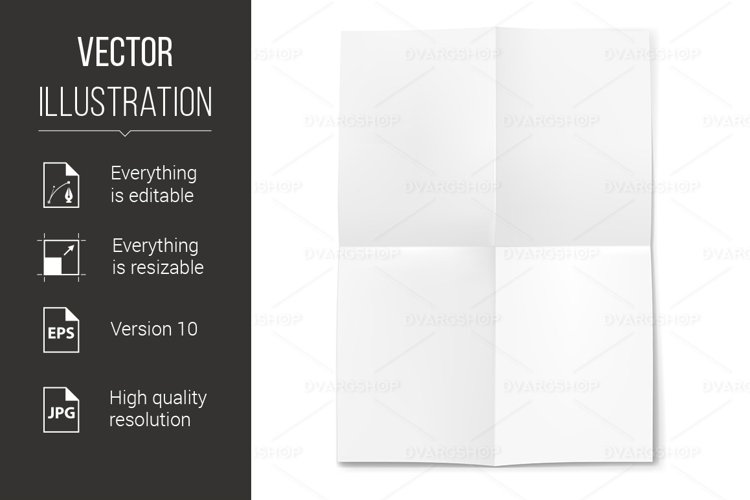 Blank sheet of paper folded in four example image 1