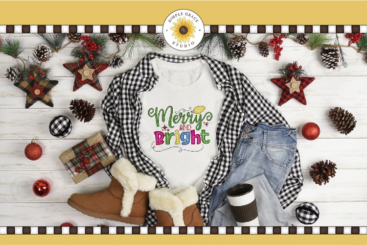 Merry & Bright Sublimation PNG File