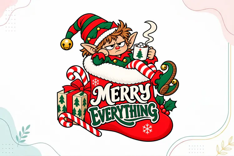 Merry Everything Christmas Elf Holiday Clipart