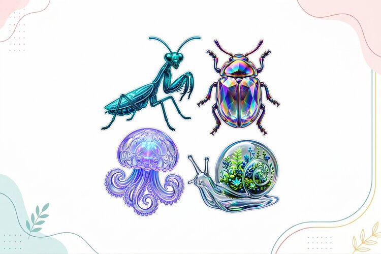 Holographic Fantasy Insect & Ocean Stickers example image 1