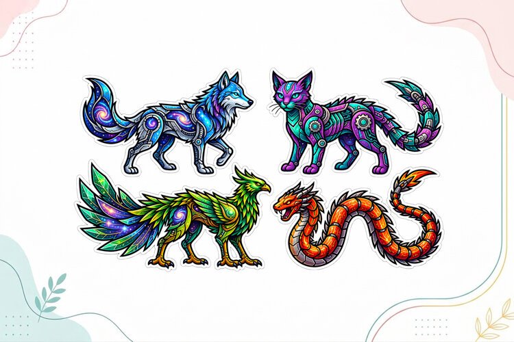 Fantasy Cyberpunk Animal Stickers example image 1