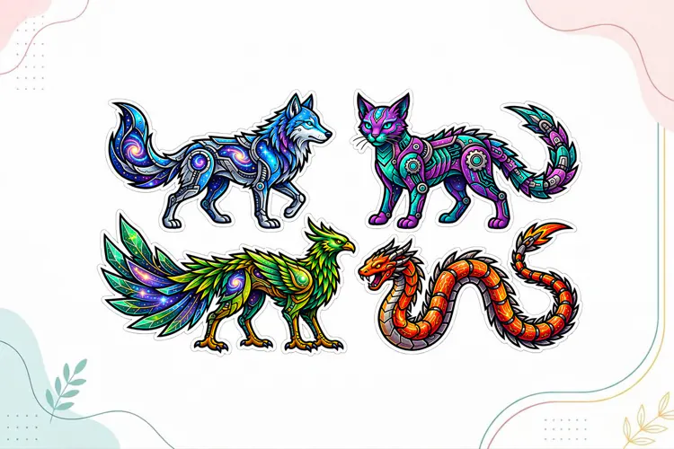 Fantasy Cyberpunk Animal Stickers