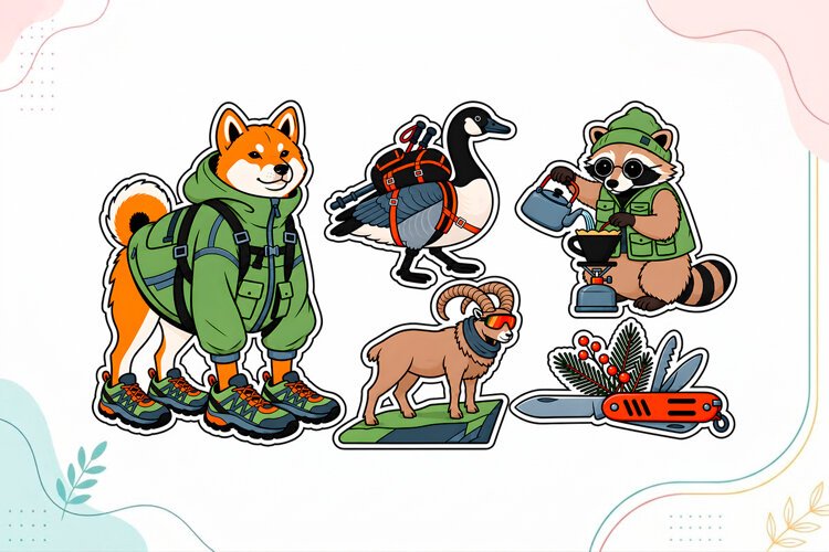 Outdoor Adventure Animal Stickers example image 1