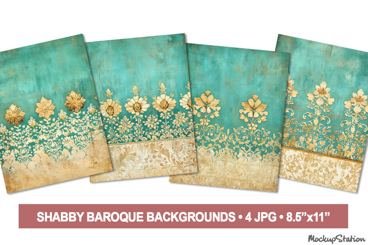 Shabby Baroque Backgrounds Vintage Ornate Floral Scrapbook
