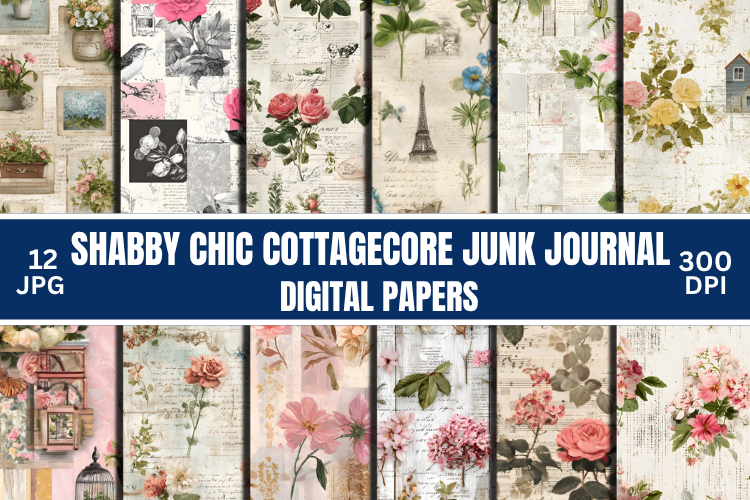 Shabby Chic Cottagecore Junk Journal Digital Papers