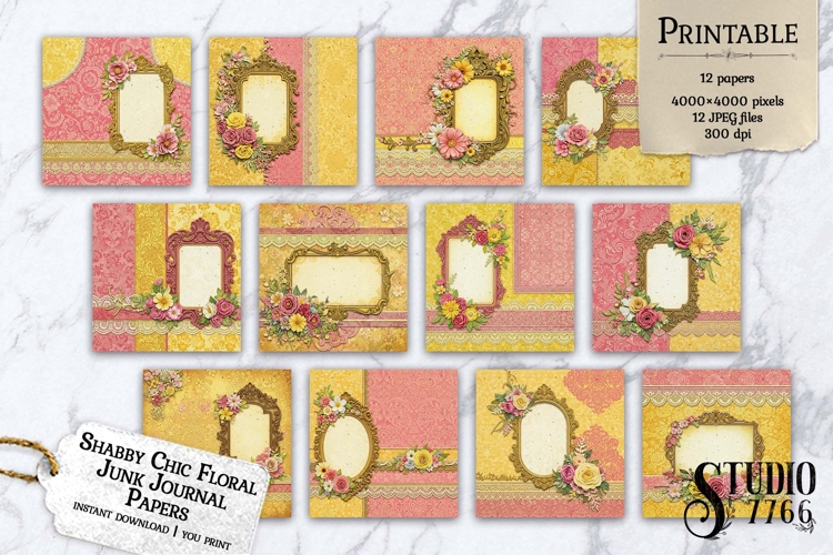 Shabby Chic Floral Junk Journal Papers
