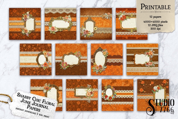 Shabby Chic Floral Junk Journal Papers