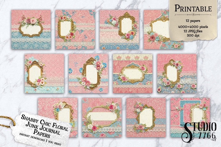 Shabby Chic Floral Junk Journal Papers