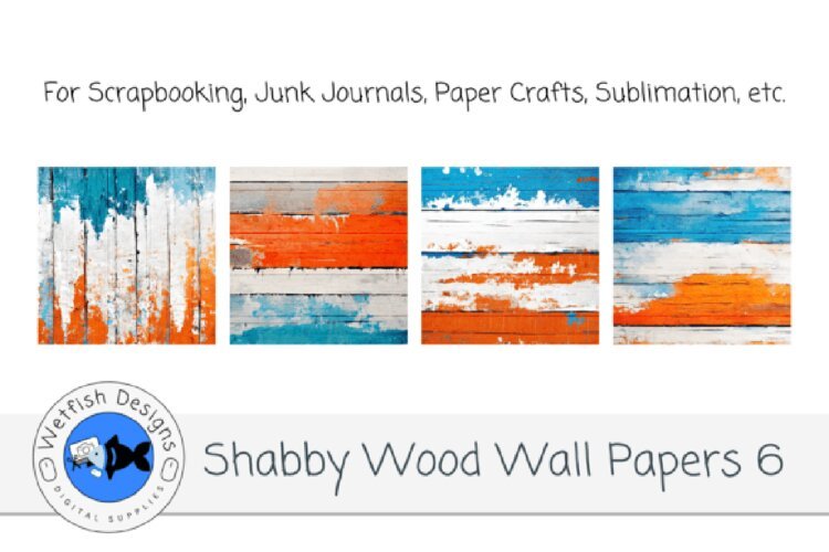 Shabby Wood Wall Digital Papers 6 example image 1