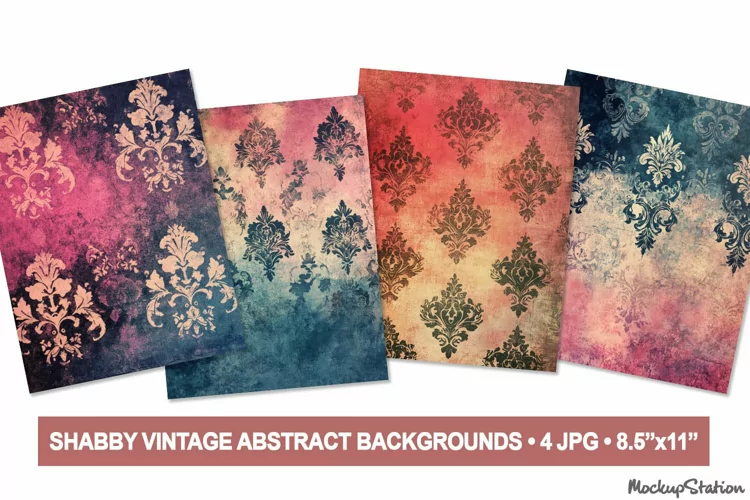 Shabby Abstract Background Junk Journal Pages, Scrapbook JPG