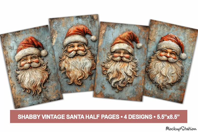 Santa Junk Journal Pages | Vintage Christmas Winter Papers