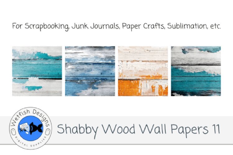 Shabby Wood Wall Digital Papers 11 example image 1