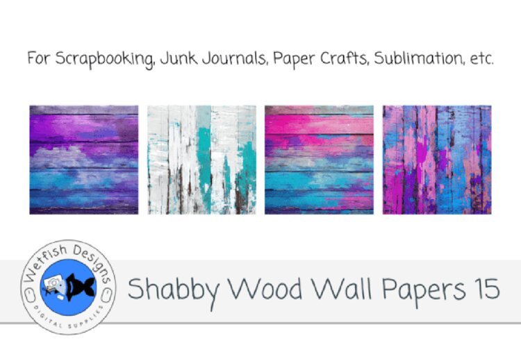 Shabby Wood Wall Digital Papers 15 example image 1
