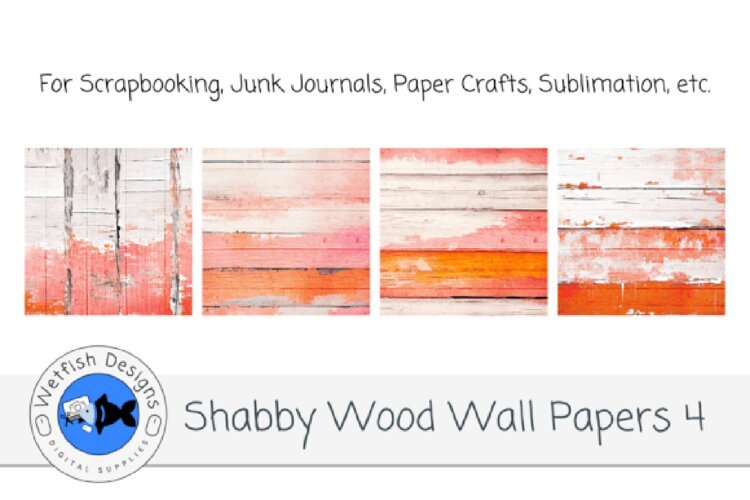 Shabby Wood Wall Digital Papers 4 example image 1