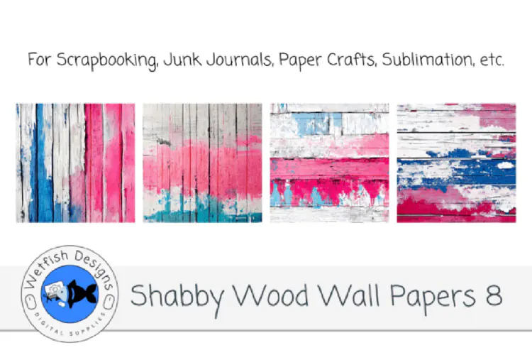 Shabby Wood Wall Digital Papers 8