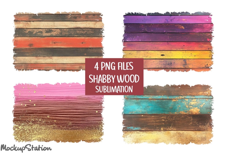 Shabby Wood Sublimation Background PNG | Floral Patches