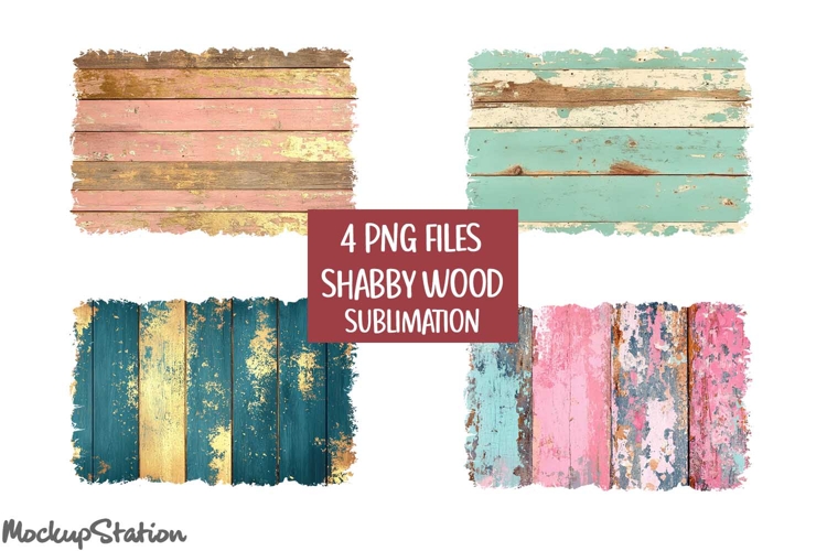 Shabby Wood Sublimation Background PNG | Floral Patches