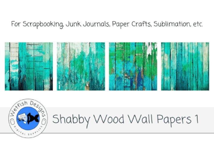 Shabby Wood Wall Digital Papers 1 example image 1