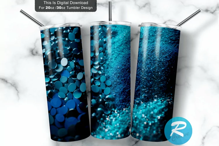 Shades of Blue Glitter 20oz/30oz Skinny Tumbler