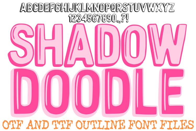 Shadow Doodle Outline Font Bubble Typography Lettering ABC