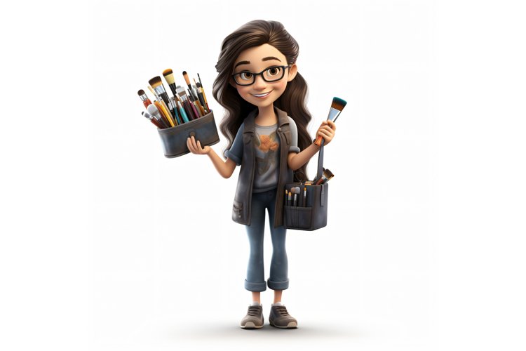3D pixar Character Child Girl with relevant environment