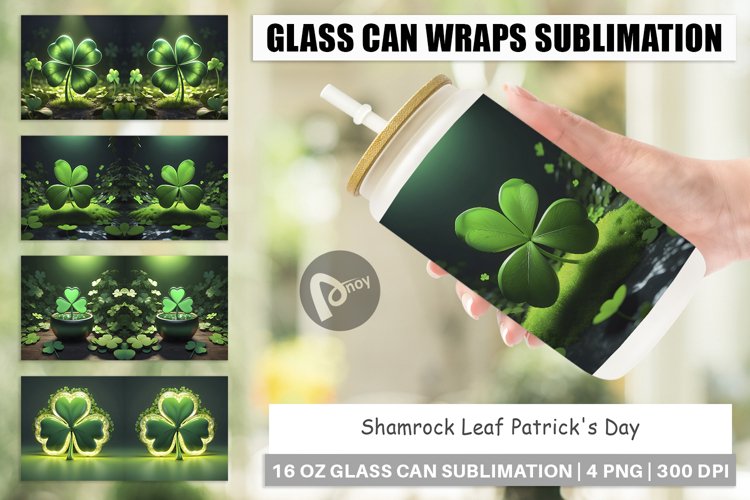 Glass Can Wraps Shamrock Leaf Patrick Day