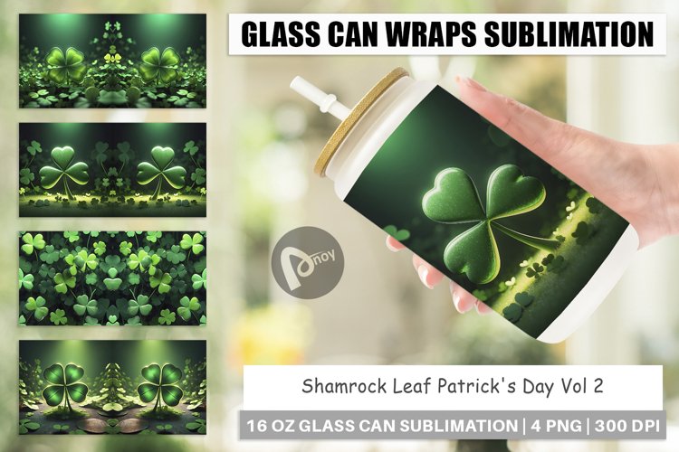 Glass Can Wraps Shamrock Leaf Patrick Day