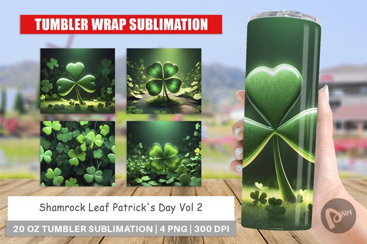 Tumbler Sublimation Wrap Shamrock Leaf Patrick Day