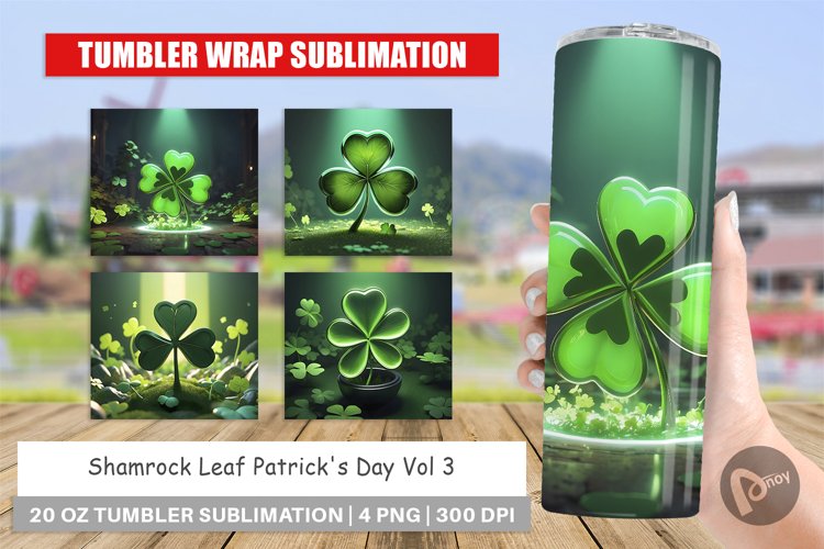 Tumbler Sublimation Wrap Shamrock Leaf Patrick Day