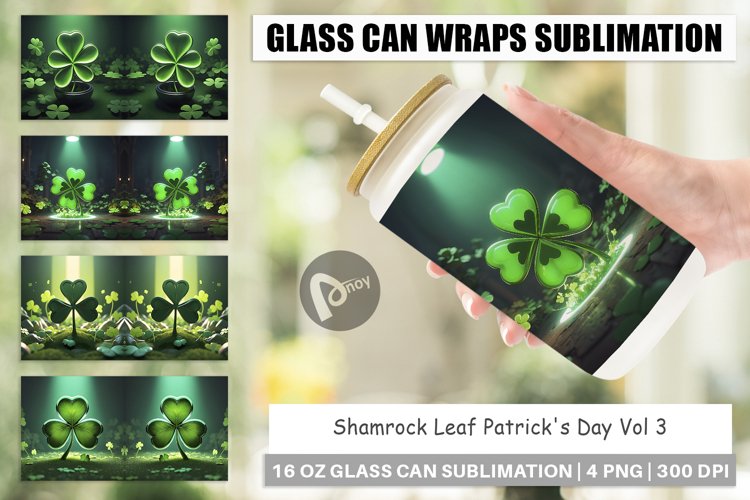 Glass Can Wraps Shamrock Leaf Patrick Day