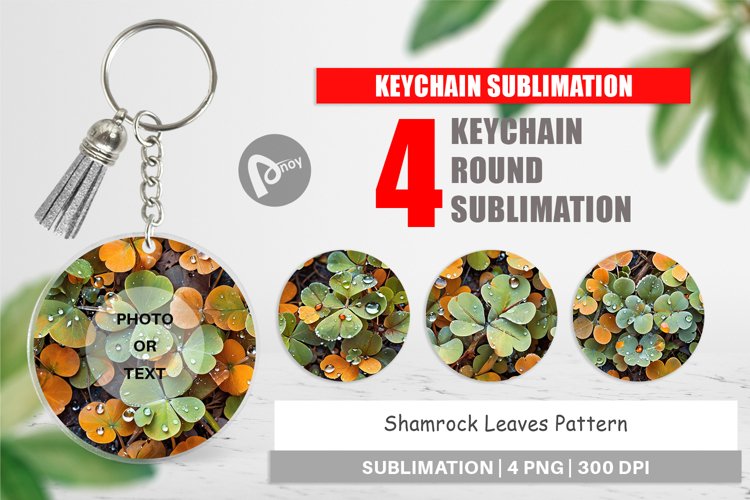 Keychain Shamrock Leaves Pattern