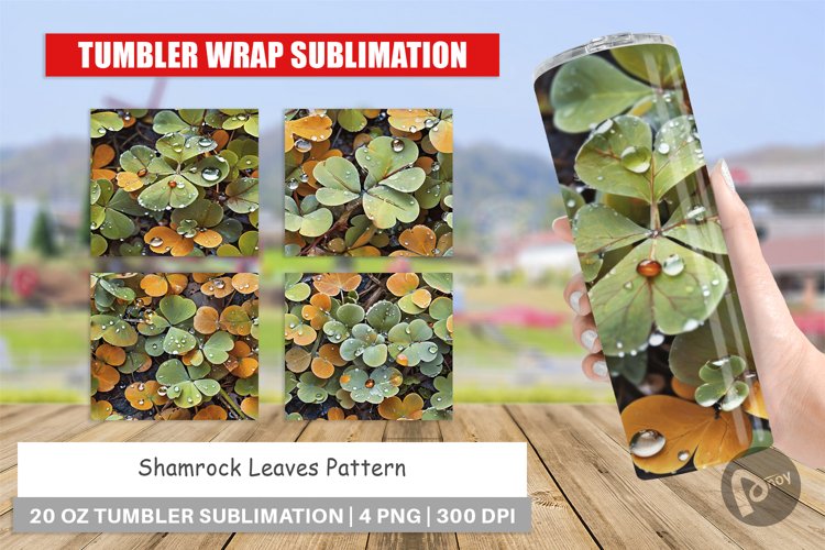 Tumbler Wrap Shamrock Leaves Pattern