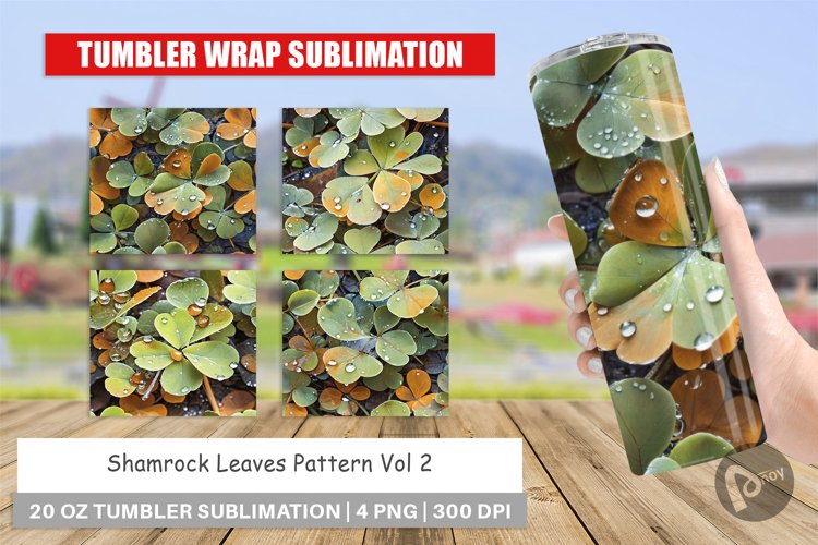 Tumbler Wrap Shamrock Leaves Pattern