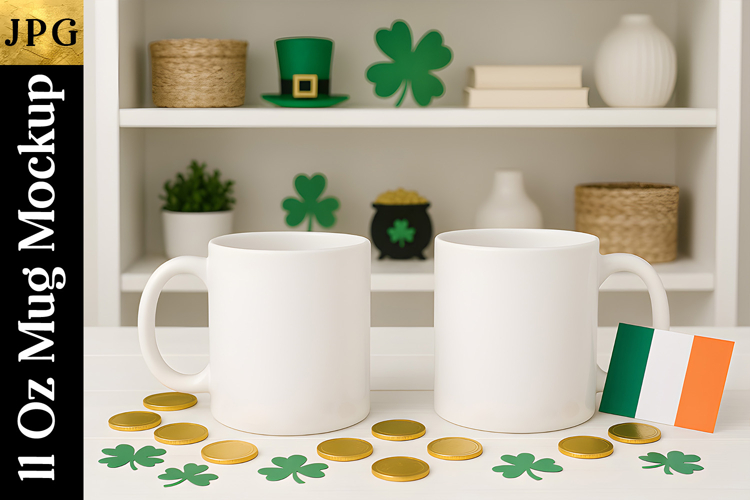 Shamrock Mug Mockup | St Patrick’s Sublimation Cup