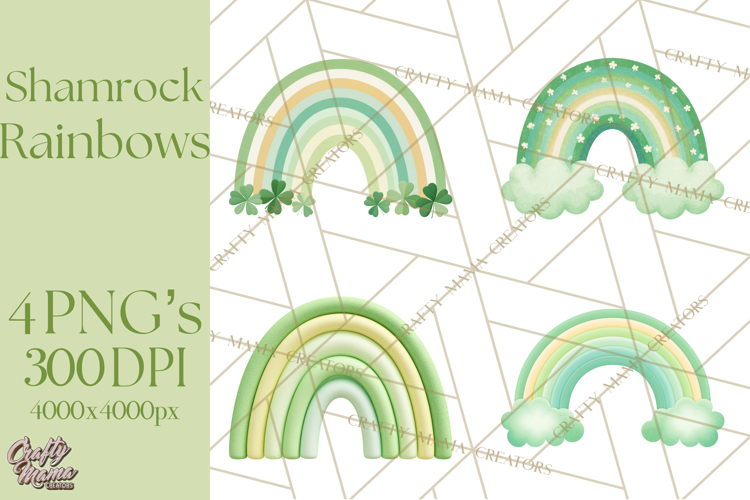 Retro St Patricks PNG Clipart, Vintage Shamrock Rainbow